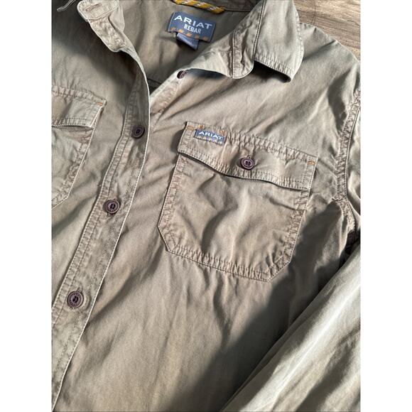 Ariat Womens Rebar Washed Twill Work Shirt, Khaki, Medium - Picture 9 of 9